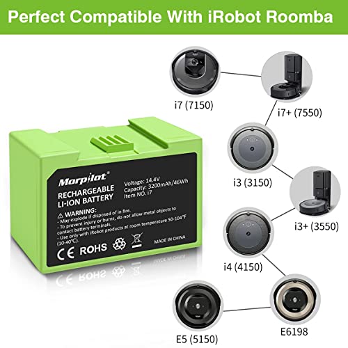 Image of 14.4V 3200mAh i7 Battery Replacement for iRobot Roomba e and i Series, Large Capacity Battery Compatible with Roomba i7 i7+ i8 i6 i4 i4+ i3 i3+ i7158 J7 7150 7550 and e e5 e6 e5150 e5152 e6198 Etc