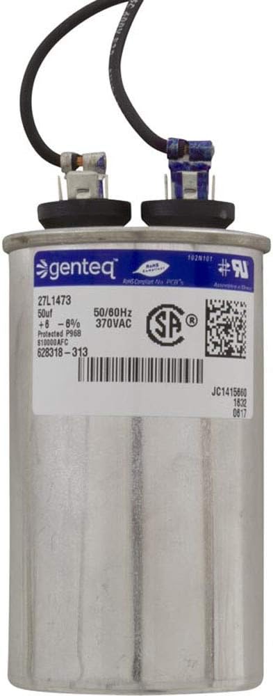 Example of a motor capacitor, a component often associated with single-phase motors for starting and running.