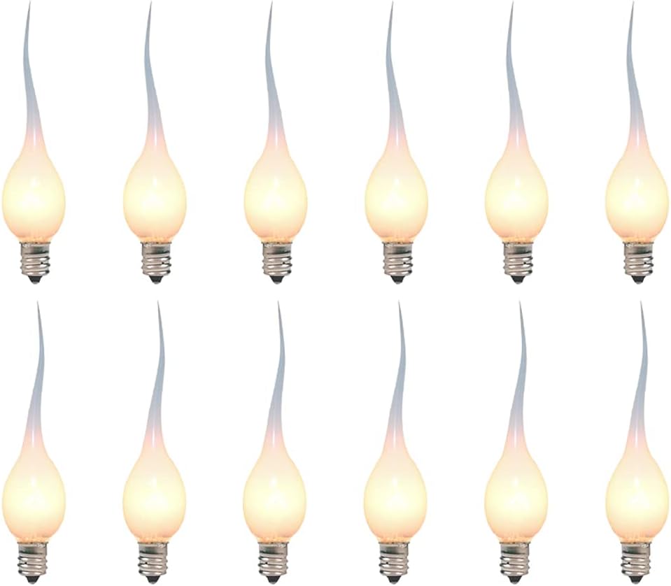 GOOTHY Silicone Dipped Candle Light Bulbs, Clear Silicone 5 Watts Replacement Bulbs for Electric Window Candles Chandeliers Night Light Bulbs Christmas Lights, C7/E12 Candelabra Base, 120V- 12 Pack