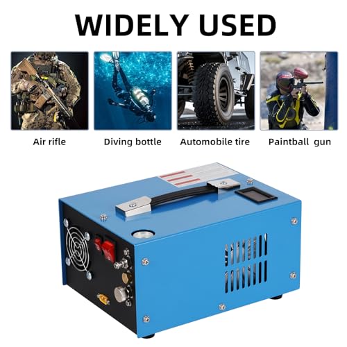Image of PCP Air Compressor, 4500 Psi /30 MPa Scuba Tank Compressor, 12V DC /120V AC Power Supply, Built-in Power Converter, Suitable for PCP Air Rifles, Paintball, High-Pressure Tank Compressors