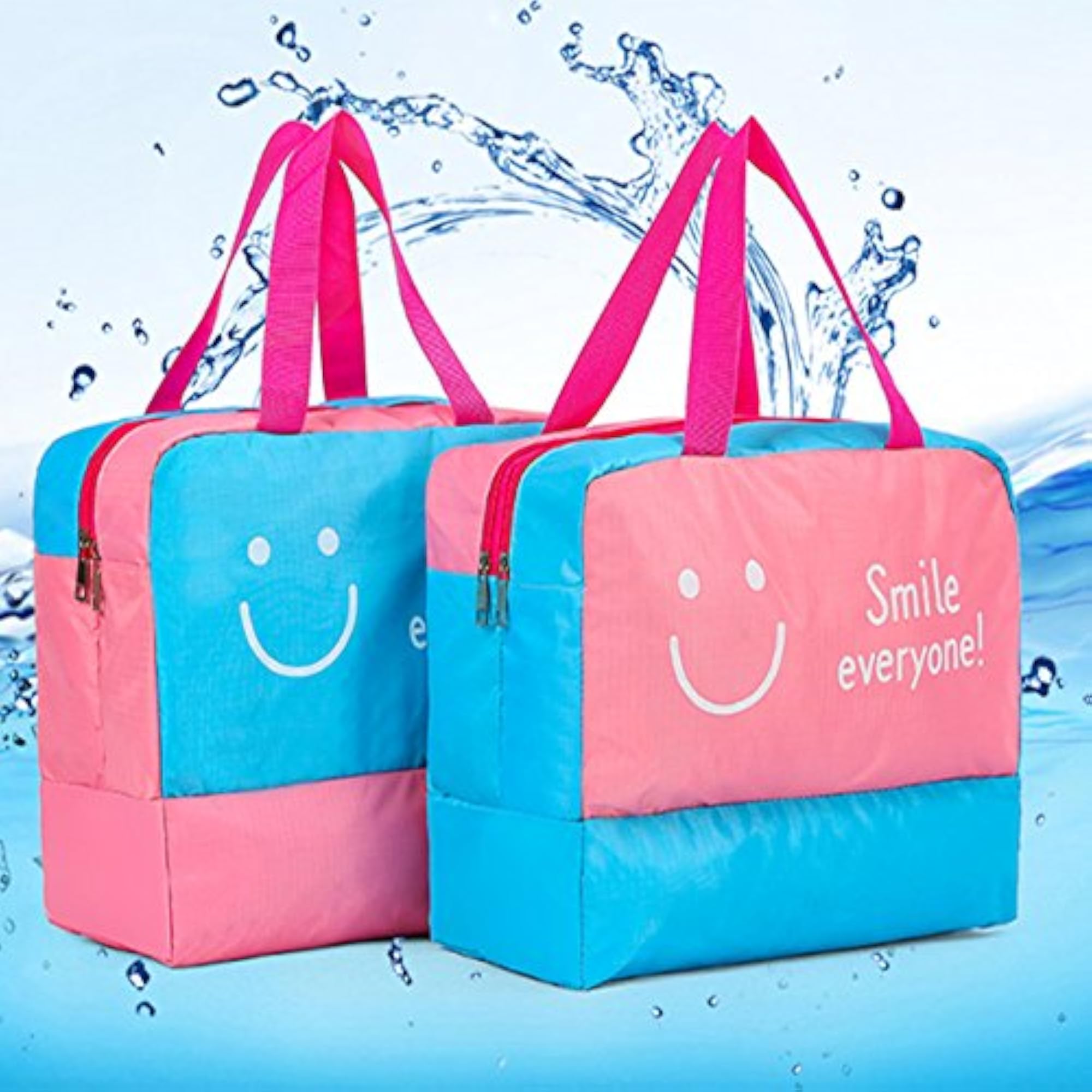 Waterproof Storage Bag for Beach, Navy Blue Mustache