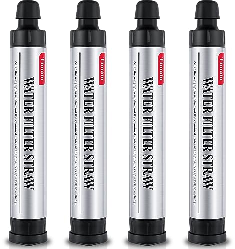 4 Pack Timain 4-Stage Filtration,High Flow Rate Water Filter Straws,Water Purifier Survival for Emergency Kits,Travel,Camping, Hiking,Fishing,Hunting (4)