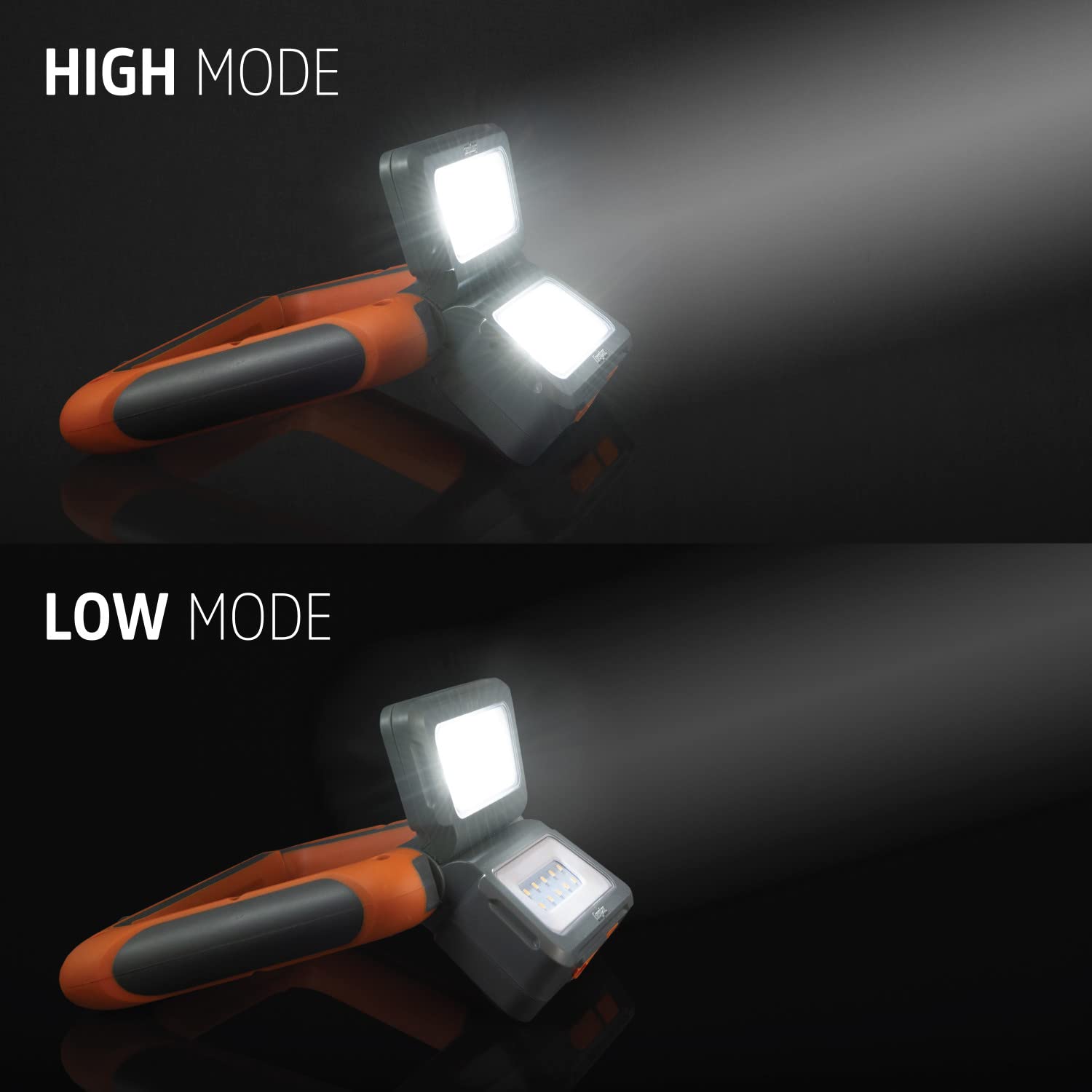 Energizer ENAWLL8 ENAWLL8 - Lanterna LED ricaricabile, luce da lavoro multi-pannello, resistente all'acqua, da campeggio, con cavo di ricarica micro-USB, colore: arancione/grigio, compatto