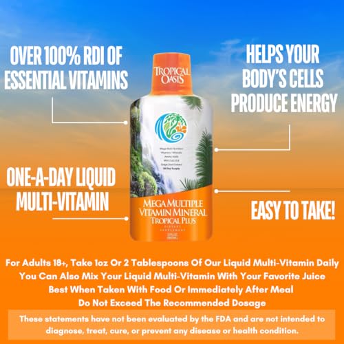 Tropical Oasis 33460 Mega Plus - Liquid Multivitamin And Mineral Supplement – Includes 85 Vitamins & Minerals, 20 Amino Acids + Coq10 thumb #3