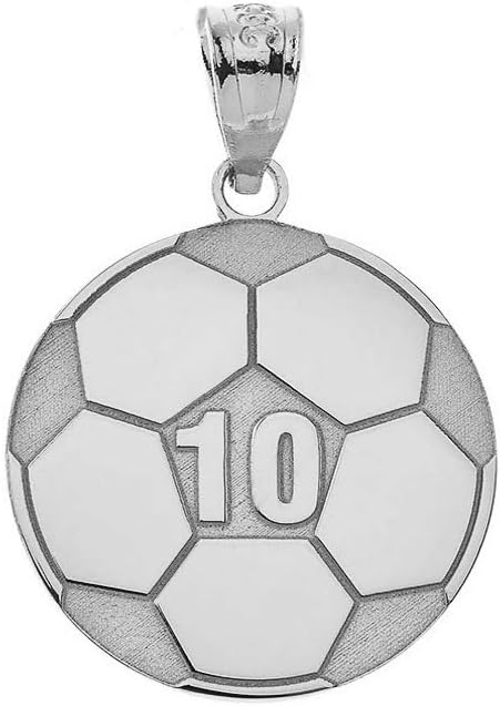 Sports Charm 925 Sterling Silver Customized Soccer Ball Pendant Necklace with Your Name and Number - Choice of Pendant Only or Chain Length