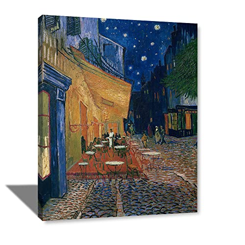 Cafe Terrace At Night By Vincent Van Gogh Canvas Wall Art Decor Van Gogh Oil Paintings Artwork Print On Canvas For Home Wood Framed Decorations With Framed #TOP22