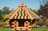  Deko Shop Hannusch Vogelhaus XXL, Futterhaus 65 x 50 cm imprägniert, Holzschindeldach in braun-schwarz, mit oder ohne Vogelhausständer, V15XXL (ohne Einbeinständer)