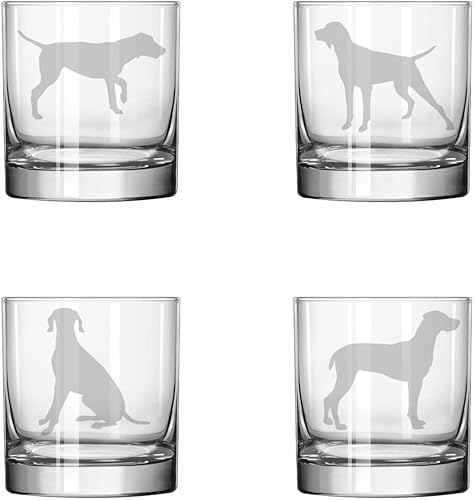 MIP Set of 4 Glass 11 oz Rocks Whiskey Old Fashioned German Shorthaired Pointer Collection