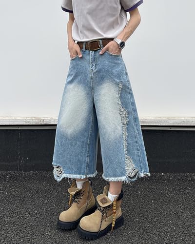 CUTEGAL Y2k Baggy Pants Cargo Jeans Unisex Wide Leg Jeans Mid Rise Streetwear Ripped Pants Grunge Clothes 5