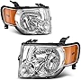 AUTOSAVER88 Headlights Assembly Compatible with 2008 2009 2010 2011 2012 Ford Escape Headlamp Replacement Chrome Housing Amber Reflector CLear Lens