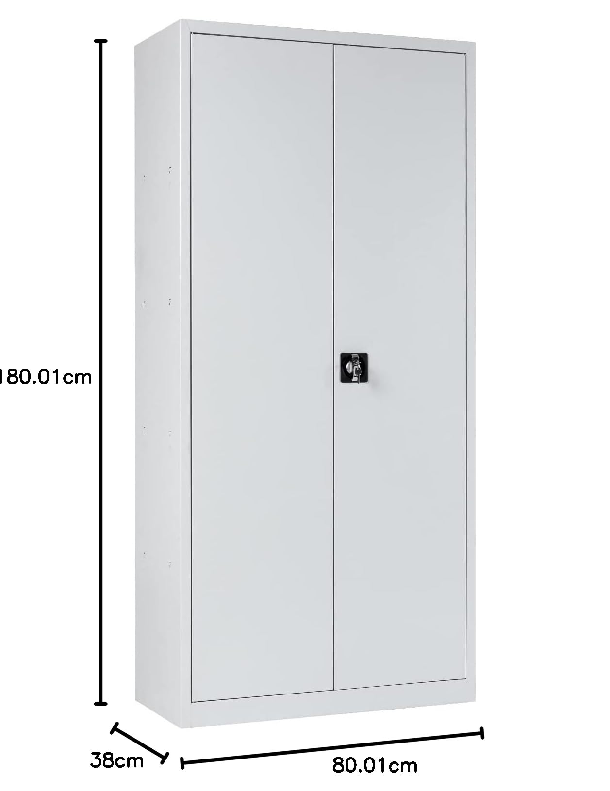 furni24 Aktenschrank, fertig montiert, 180x80x38cm, Stahlflügeltürschrank Materialschrank, Abschließbarer Spind, Aktenschrank mit 5 Fächern, Werkzeugschrank, Mehrzweckschrank, Universalschrank, grau