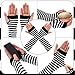 Tongcloud 1 Pair Womens Girls Punk Gothic Striped Knee High Socks Long Knitted Arm Warmers Fingerless Gloves for Halloween Costume (White and Black, 14inches)