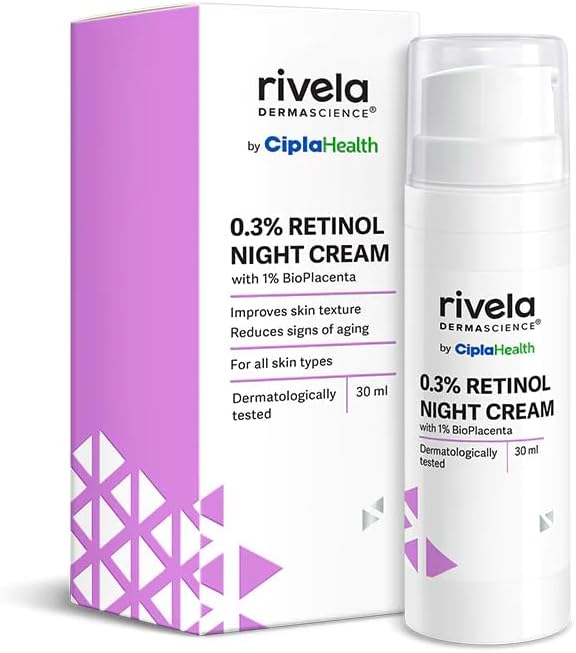 Rivela Dermascience By Cipla 0.3% Retinol Night Cream | Anti-Aging | Dark Spots | For all Skin types | 30ml