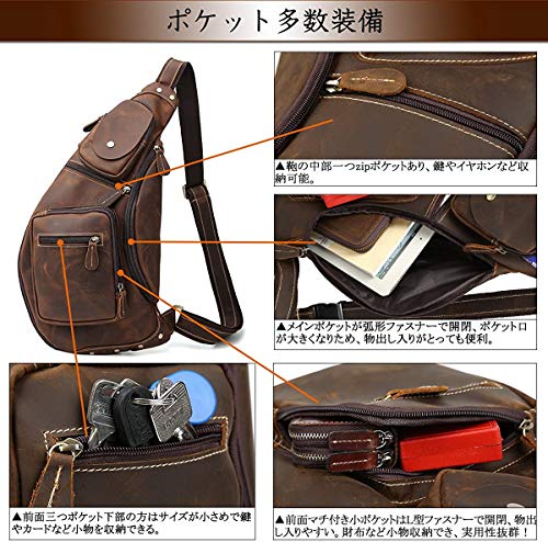 潮牛(チョウギュウ) マチ拡張 厚手牛革 ボディバッグ の商品画像 4