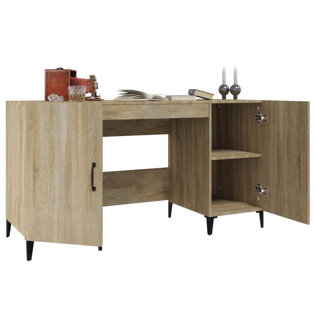 Scrivania in rovere Sonoma, 140 x 50 x 75 cm, con spazio e ripiano, stabile, per PC da lavoro, laptop, ufficio, gaming, segretaria, ergonomica, salvaspazio