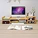Produktbild JYZJ Bambus Holz TV Bildschirm Computer Monitor Standfuß, 2-Tier Desktop Lagerregal/Bücherregal (Größe: S)