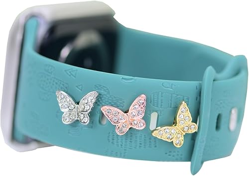 Miniatura 10 de Lindos dijes decorativos de cristal de metal brillante compatibles con Apple Watch Band de 45444241401.496in, correas de silicona para iWatch Series