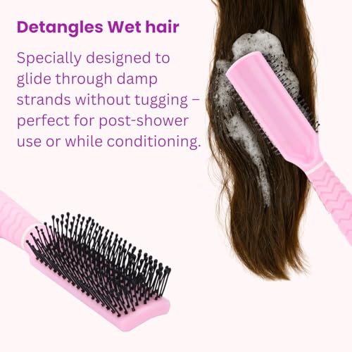 Image of Ultra Hold Flat Hair Brush - Flat Hair Brush with Strong & flexible nylon bristles, having Anti-static ball tips - For Grooming And Volumising - Gentle Detangling & Styling Hairbrush for Women & Men