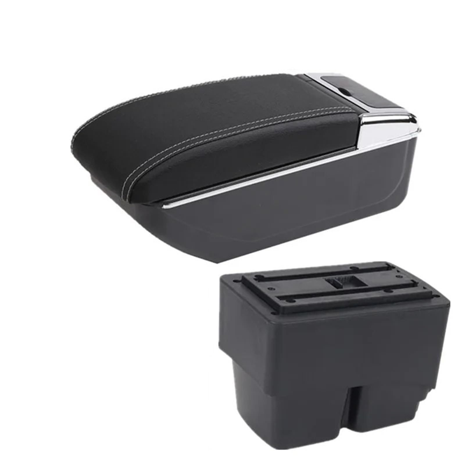 Hguvsjd Armrest Box For For Fiesta MK7 2009-2017 Armrest Storage Box Dedicated Retrofit Interior Accessories Car Armrests(B white line NO USB)