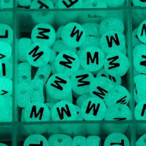 Image of Melius Acrylic Glow in the Dark Letter Beads, Glowing, 4x7mm, 1450 Pcs