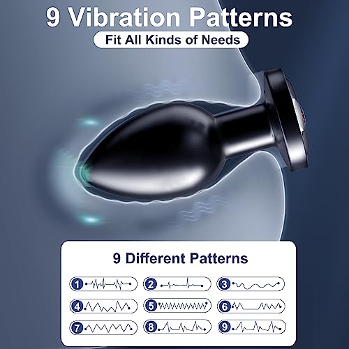 Anal Plug Sex Toys For Men Women Anal Toys Metal Vibrating Butt Plug Vibrator With 30Ft Remote Control 9 Modes, Vobjoy Prostate Massager Anal Adult Sensory Toys Male Anal Vibrator #TOP1