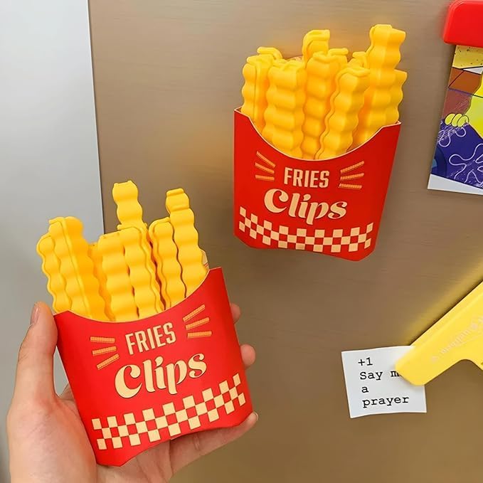 Pamidhar Creative Snack Sealing Clips Clamp French Fries Plastic Bag Sealers with Holder Fridge Magnet Small Packets Food Seal Mini Clips (12 PCS Set) (Multicolor)-image-41
