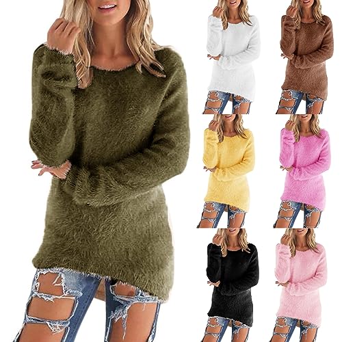 Susenstone Pull en Velours Femme Hauts en Polaire Manches Longues Sherpa Pile Sweatshirt Polaire Floue Sweat Hiver Chaud Pulls Teddy Moelleux Tunique Top...