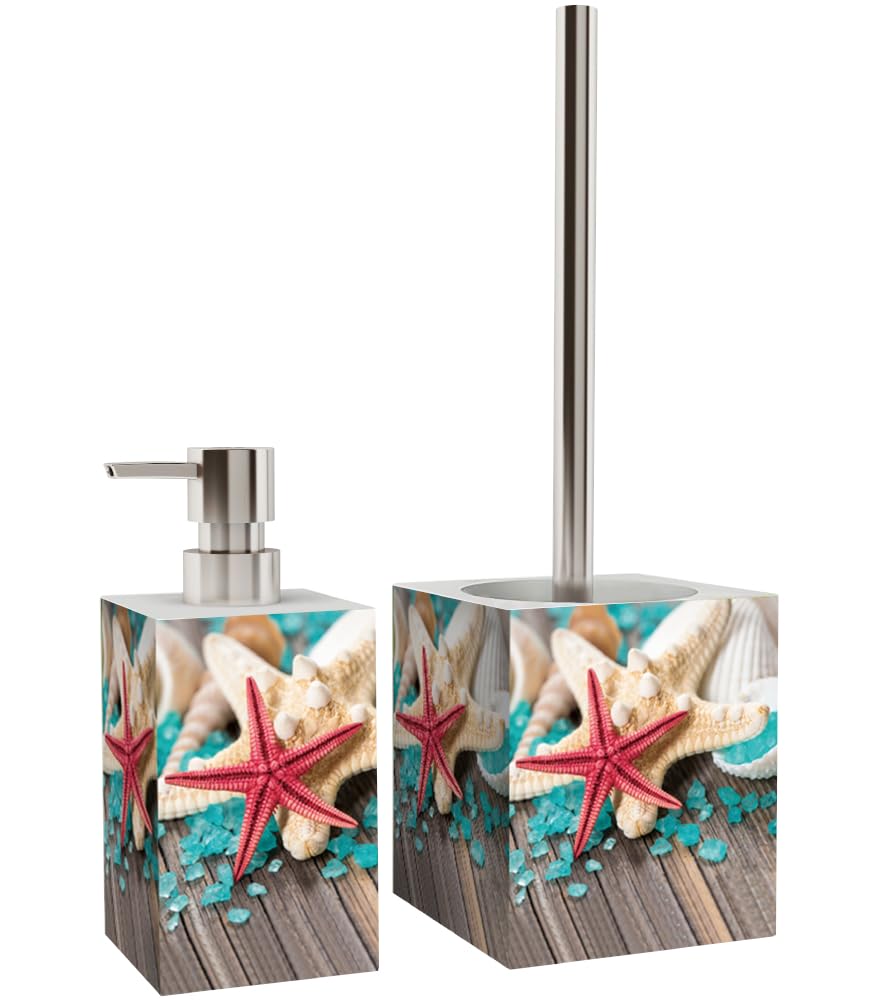 Sanilo Set di accessori per il bagno, dispenser di sapone e scopino WC, materiale di alta qualita, che attira l'attenzione in ogni bagno (Bath Salts)