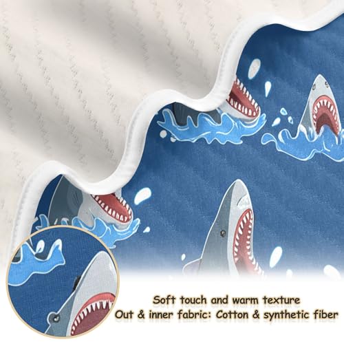 Burbuja Cartoon Sharks Baby Blanket for Boys Girls, Nursery Soft Warm Swaddling Receiving Baby Blankets, 30x40 in Toddler Blanket2