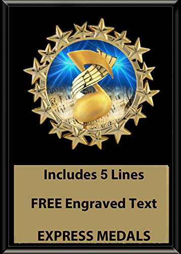 Express Medals 5x7 Music Black Color Plaque Award Trophy with up to 5 Lines of Your Personalized Custom Engraved Text D55
