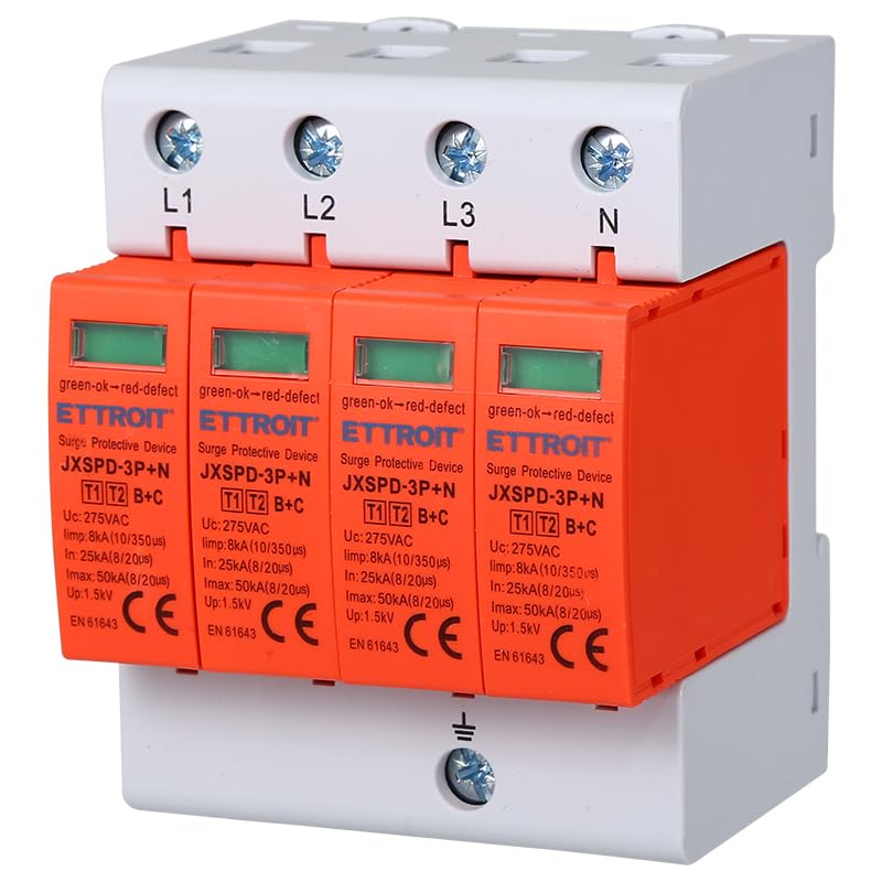 ETTROIT SCARICATORE LIMITATORE DI SOVRATENSIONE 4 MODULI TIPO T1+T2 3P+N 25KA-50KA SPD A LIMITAZIONE PER BARRA DIN