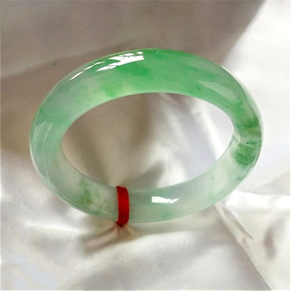 Bracciale Rigido in Giada per Donna Bracciale con Fiore Galleggiante Verde Ghiaccio Naturale Autentico con Certificato Regalo per la Mamma (Dimensioni : 58 mm) (60 mm)