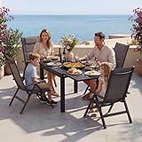 Devoko Set Tavolo e Sedie da Giardino 5 Pezzi, Composto da 1 Tavolo in Alluminio e 4 Sedie Pieghevoli, Tavolo da Giardino Allungabile (80/160 cm), Set Tavolo e Sedie da Esterno, Grigio