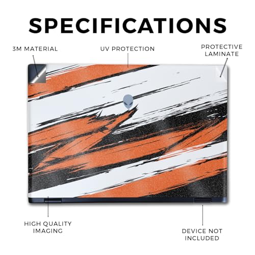 Image of Glossy Glitter Laptop Skin Compatible with Alienware M16 R2 (2024) - Grunge Orange - Premium 3M Vinyl Protective Wrap Decal Cover - Easy to Apply | Crafted in The USA by MightySkins