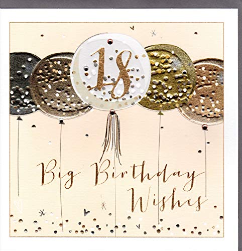 Belly Button Designs hochwertige Glückwunschkarte zum 18. Geburtstag aus der Paloma-Serie mit Prägung und Folie (gelbgold)