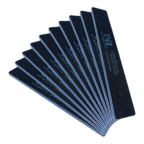TNBL Nail File Professional Quality (80/80 Grit Square Black) Pack of 10 for Manicure & Pedicure Shaping & Styling