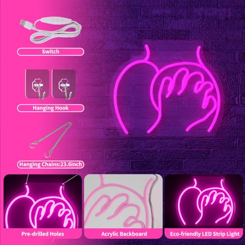 Image of Lady Neon Signs, Lady Neon Light Up Sign, Girl Women Body Neon Sign for Wall Decor, 16.1 inch x 12.6 inch Dimmable Pink LED Light Sign for Bedroom Bar Man Cave Game Room Party Decor, USB Powered