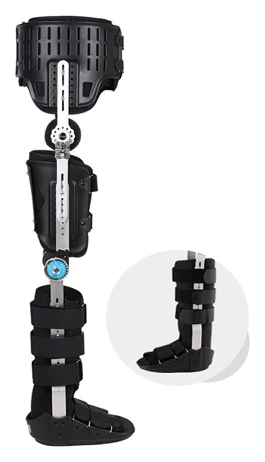 Wygodna orteza bioder stabilizator nóg oddychający stabilizator stawu kolanowego i kostki stopy szelki pasują zarówno do lewej jak i prawej nogi 22.7.15, czarny duży/L (czarny średni/M)