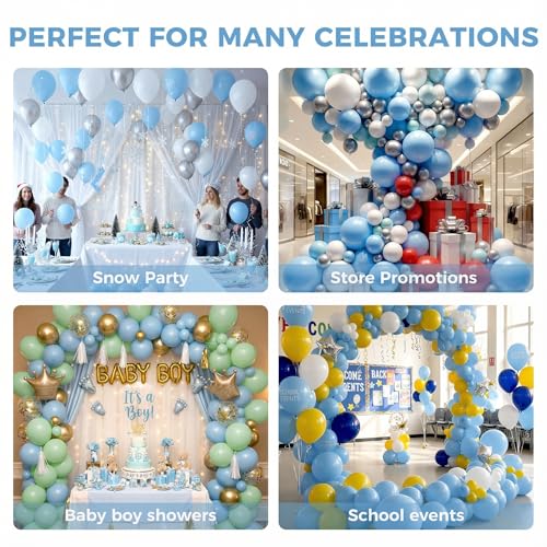 LOVESTOWN 110 PCS Light Blue Balloons, 12 Inch Bright Light Blue Latex - image 5