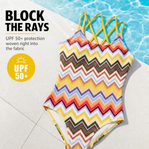 Image of Kanu Surf Girls' Reese UPF 50 Beach Sport Criss-Cross One Piece Swimsuit