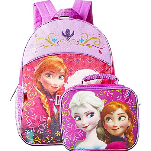 Disney Frozen Backpack for Girls Kids ~ Deluxe 16 Inch Frozen Backpack with Lunch Bag (Frozen School Supplies)