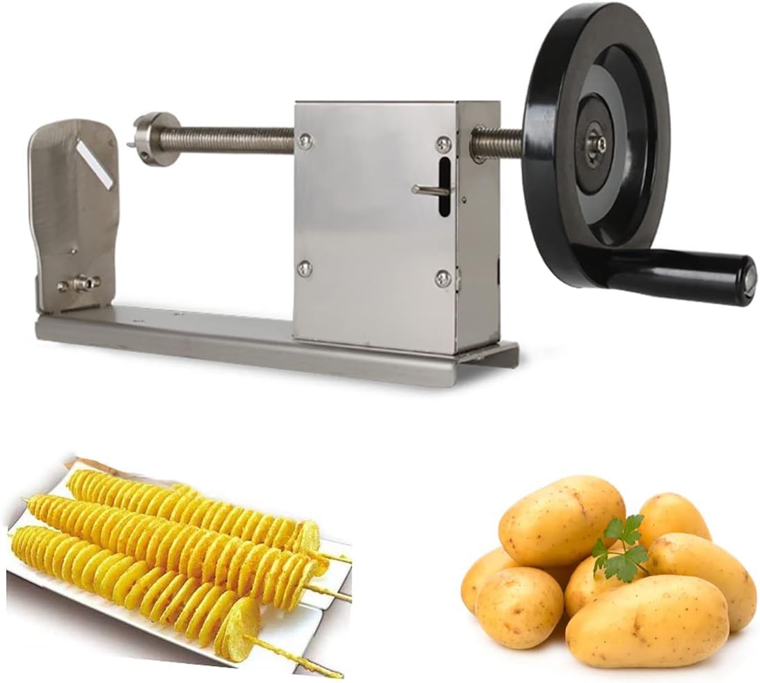 OLSKFUH Potato Slicer - Manual Spiral Cutter, Stainless Steel Tornado Cutting Machine For French Fries And Chips,