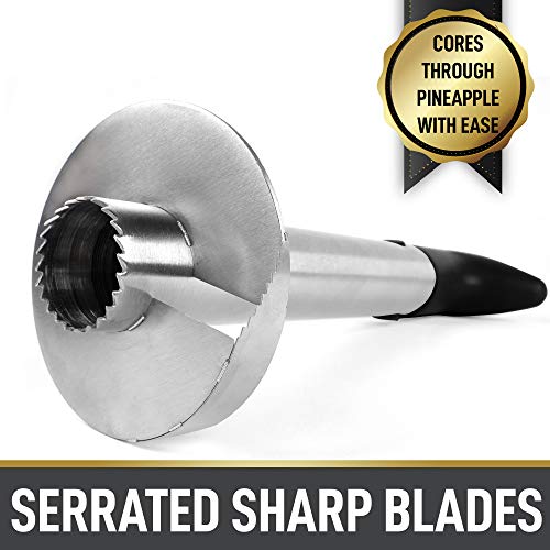 Simple Craft Pineapple Corer and Slicer Tool - Stainless Steel Pineapple Cutter With Sharp Built-in Blade & Detachable Handle - Heavy-Duty Pineapple Corer For Easy Coring & Ring Slices (Black) - Thumbnail 4
