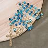 Nazareth Store Catholic Gold Rosary Necklace Matte Stone Beads Green Pearl Round Beads Miraculous Medal & Cross - Velvet Bag (Blue) #5