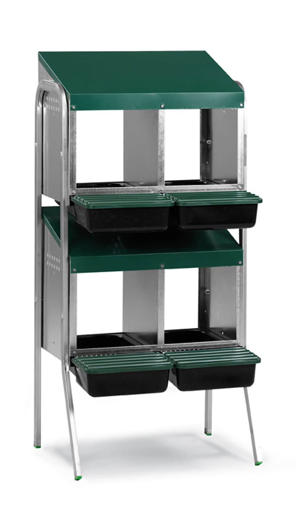 Ponederos para gallinas - Ponedero Huevos Eco 4 Huecos - Ponedero en Batería + Guía Práctica sobre los Huevos - Nido para Gallinas con Cajón Escamoteador