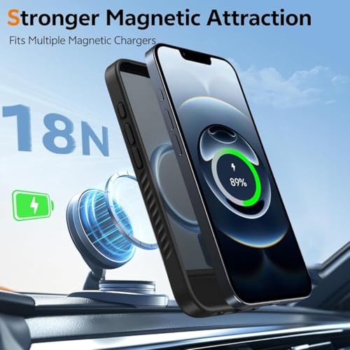 Image of KARWAN Matte Back Case Cover Compatible with iPhone 17 with Magnetic Stand Shockproof Cover with Camera Protection, Scratch Resistant, MagEaze Wireless Charging Support,N52 Magnetic Ring,Black