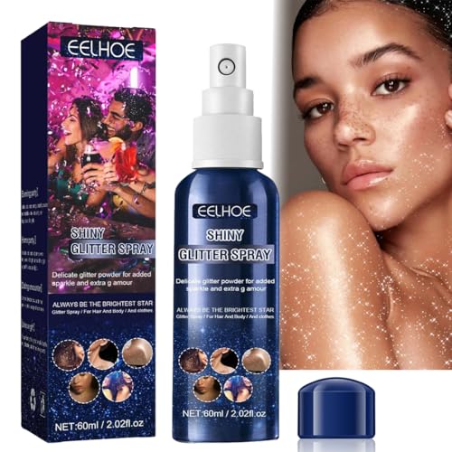 Spray De Brillo, Spray purpurina, Spray Brillo Corporal, 60ml Spray De Polvo Con Purpurina, Spray De Purpurina Para Cabello Y Cuerpo, Para Festival Rave Fiestas Disfraces Eventos Festivos
