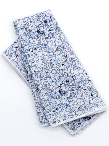 Image of Floral Pocket Squares for Men with Holder Printed Flower Mens Handkerchief Cotton Suit Pocket Hanky for Wedding