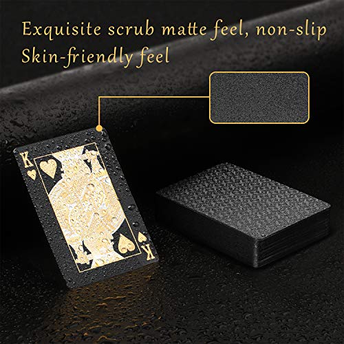 3 Decks Spielkarten, Folien-Pokerkarten, Deck mit 24 Karat Gold, Diamantfolie, Pokerkarten, wasserdichte Kunststoffkarten mit Geschenk-Box, Spiel-Werkzeuge für Familienspiel-Partys, cooles – Bild 5