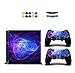 Produktbild Skin for PS4, Chickwin Design Folie Aufkleber Sticker schützende Haut Schale für Sony Playstation 4 Konsole und 2 Dualshock Controller Skins + 10 pc Silikon Thumb Grips + 2pc zufällig Light Bar (Spulen Lila)